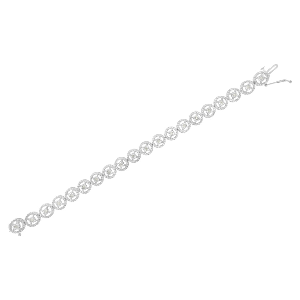 .925 Sterling Silver 1/2 Cttw Diamond Nested Circle Miracle Set Open Wheel 7.25" Fashion Link Bracelet (I-J Color, I3 Clarity) (Copy)