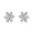 Matte Finished .925 Sterling Silver Diamond Accent Flower Hoop Stud Earring (I-J Color, I1-I2 Clarity) (Copy)