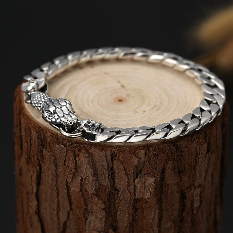 Trendy Thai Silver Snake Head Men's Bracelet in Sterling Silver (Copy)