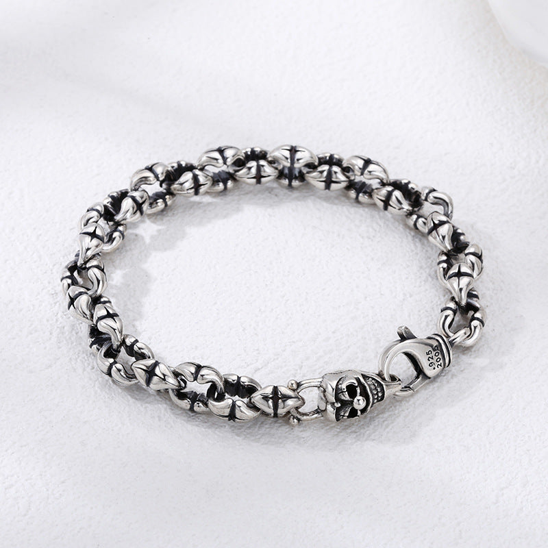 925 Sterling Silver Thick Skull Bracelet for Men (Copy)