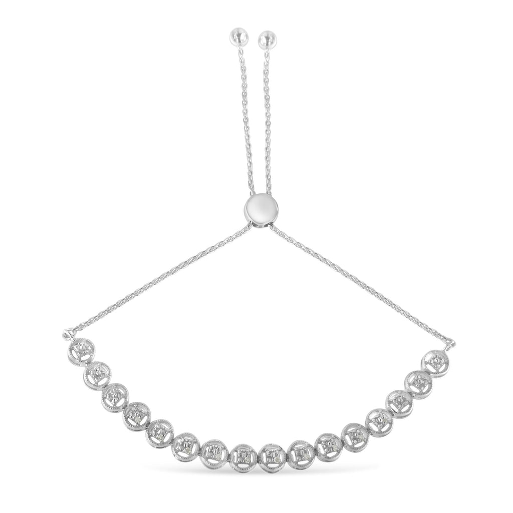 Sterling Silver Diamond Bolo Bracelet (0.1 cttw, I-J Color, I3 Clarity) (Copy)