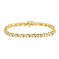 10K Yellow Gold Plated Sterling Silver 1 cttw Diamond Link Bracelet (J-K Clarity, I1-I2 Color) - Size 7"