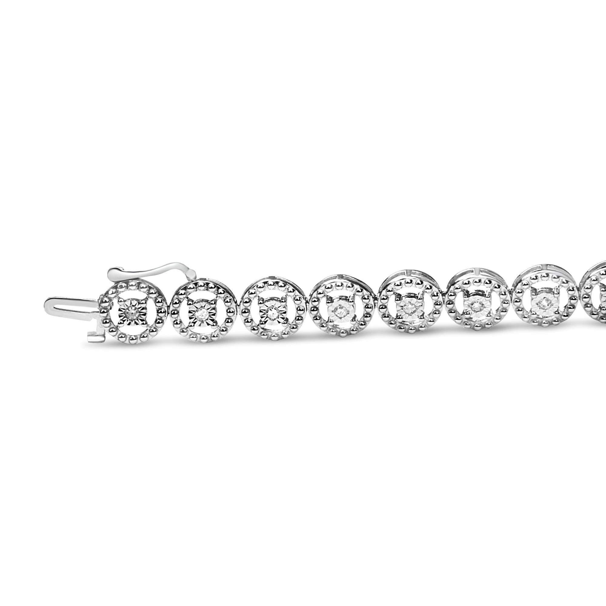 .925 Sterling Silver 1/2 Cttw Diamond Nested Circle Miracle Set Open Wheel 7.25" Fashion Link Bracelet (I-J Color, I3 Clarity) (Copy)