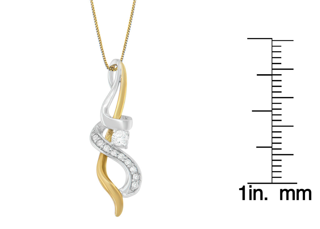Espira 10K Two-tone Gold 1/5 cttw Diamond Intertwined Swirl Pendant Necklace (J-K, I1-I2) (Copy)