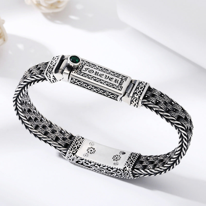 Retro 925 Sterling Silver Tang Grass Pattern Bracelet (Copy)