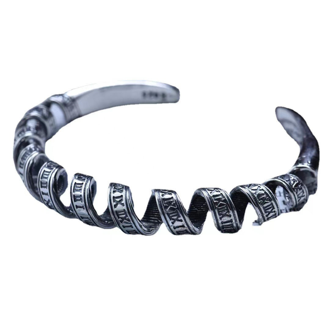 Roman Numeral S925 Sterling Silver Men's Bracelet (Copy)