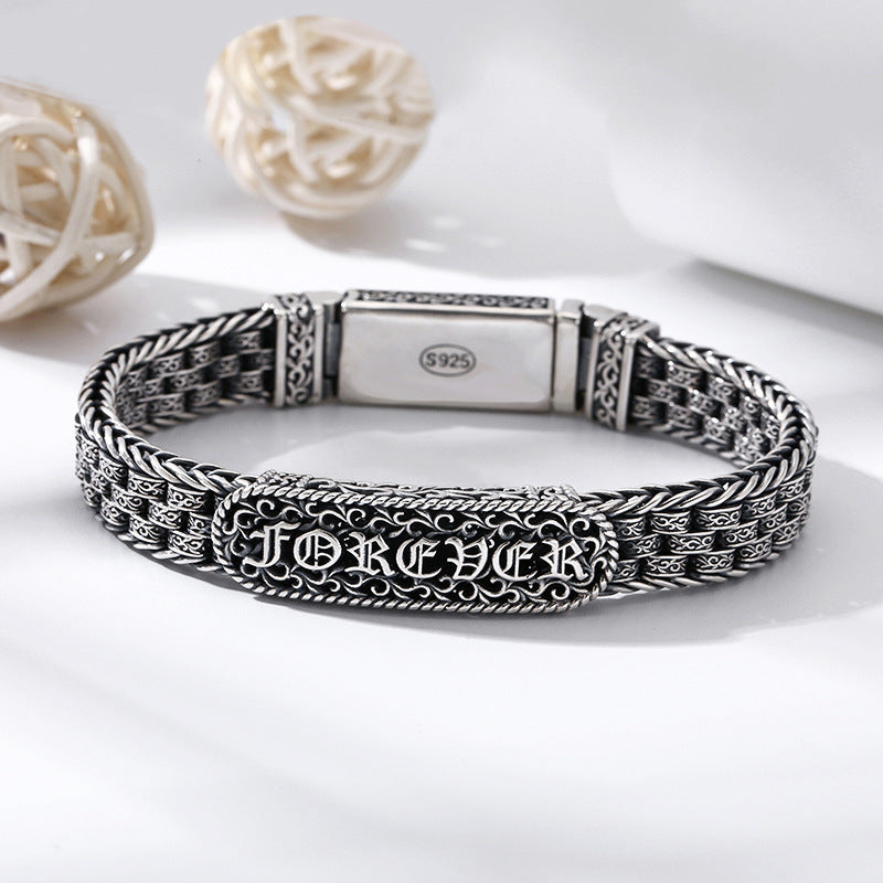 Retro 925 Sterling Silver Tang Grass Pattern Bracelet (Copy)