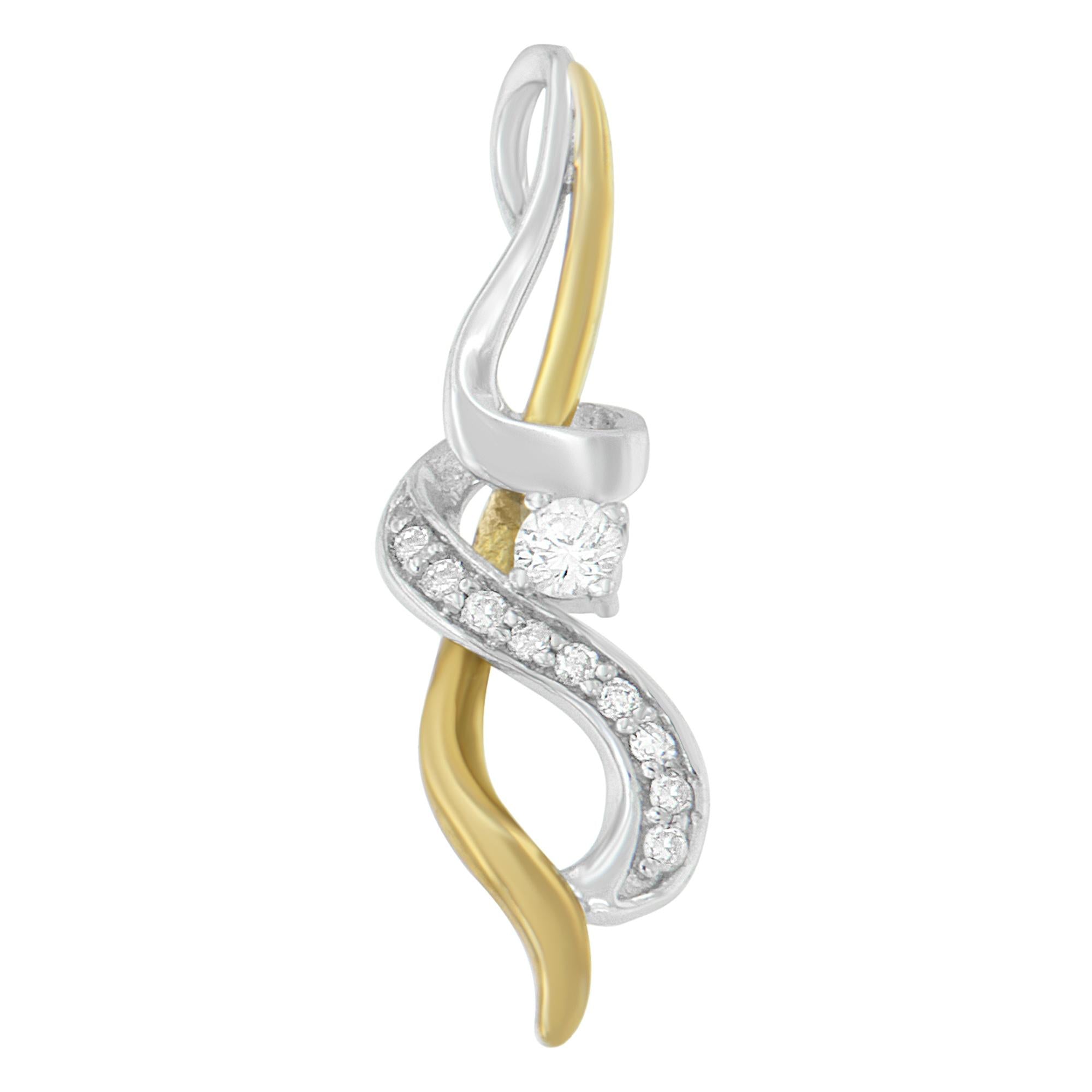 Espira 10K Two-tone Gold 1/5 cttw Diamond Intertwined Swirl Pendant Necklace (J-K, I1-I2) (Copy)