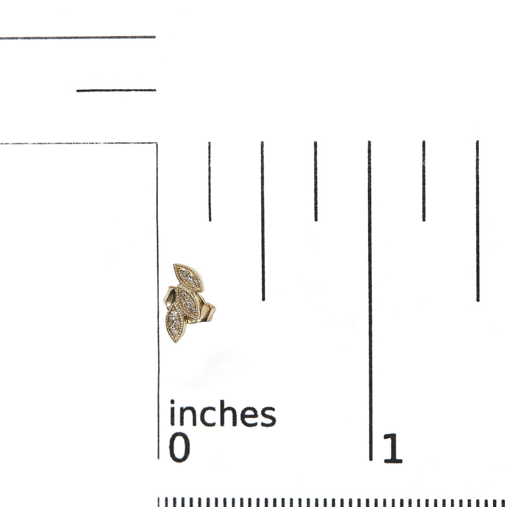 10K Yellow Gold 1/10 Cttw Diamond Triple Leaf Stud Earring (H-I Color, I1-I2 Clarity) (Copy)