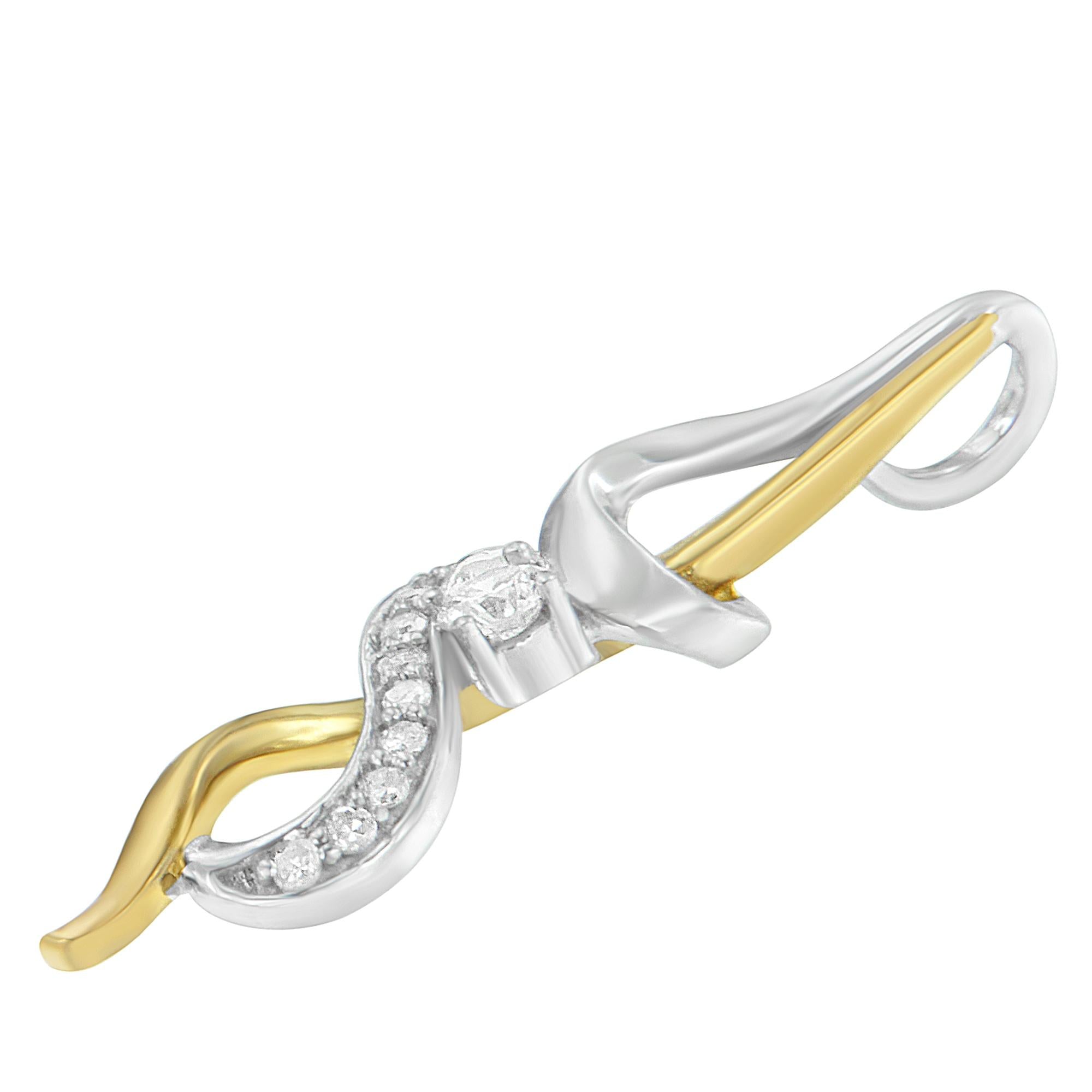 Espira 10K Two-tone Gold 1/5 cttw Diamond Intertwined Swirl Pendant Necklace (J-K, I1-I2) (Copy)