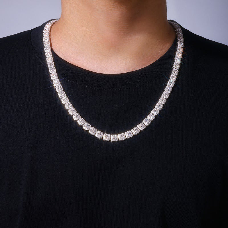 Square Rock Candy Moissanite Cuban Chain Necklace (Copy)
