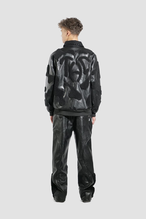 Faux Fur Vegan Leather Double Jeans