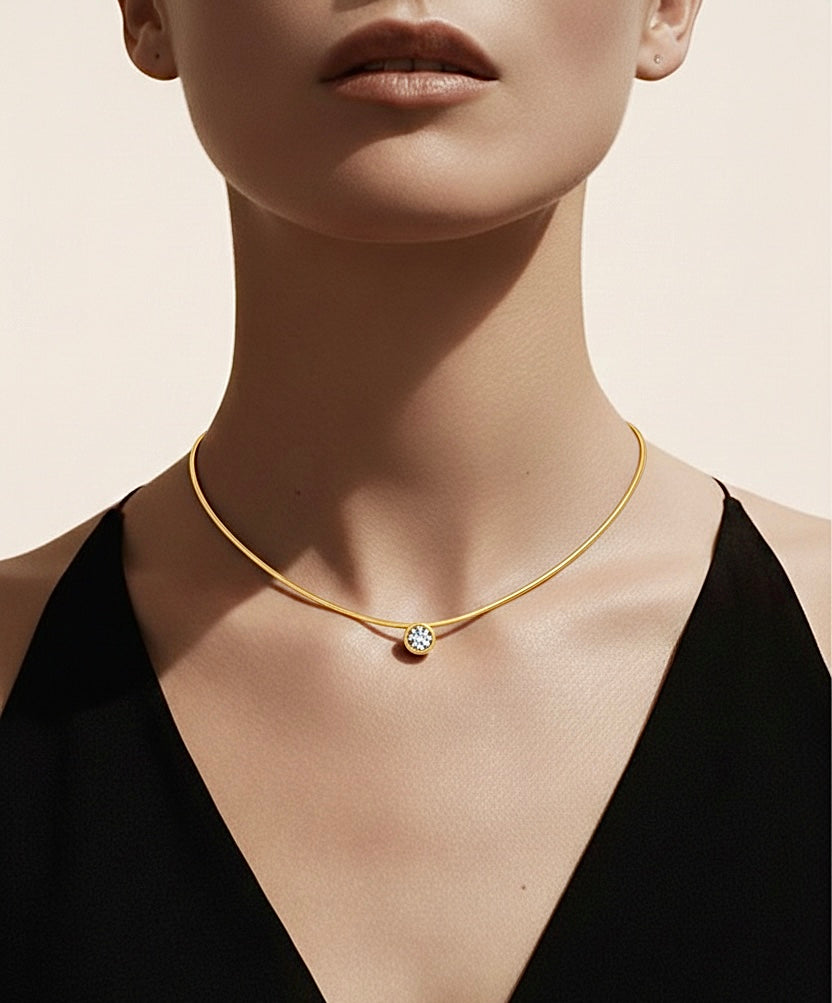 PT201G B.Tiff Gold 2 ct Solitaire Pendant