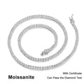 NeeTim 3/4/5mm Moissanite Tennis Necklace for Women Man S925 Silver with 18k Gold Plated Neck Chains Trendy Hiphop Party Jewelry