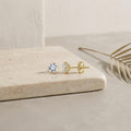 925 Sterling Silver Elegant Gold CZ Stud Earrings: Timeless Sophistication
