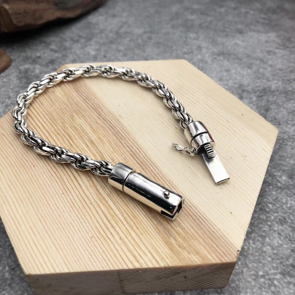 S925 Sterling Silver Vintage Men's Bolt Bracelet (Copy)