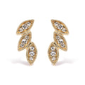 10K Yellow Gold 1/10 Cttw Diamond Triple Leaf Stud Earring (H-I Color, I1-I2 Clarity) (Copy)