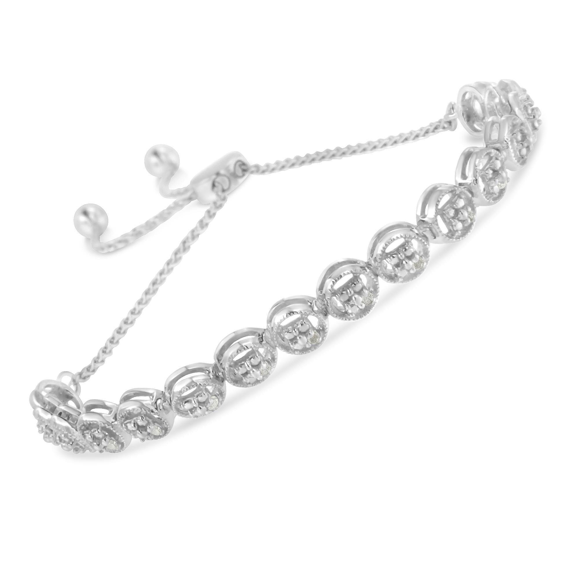 Sterling Silver Diamond Bolo Bracelet (0.1 cttw, I-J Color, I3 Clarity) (Copy)