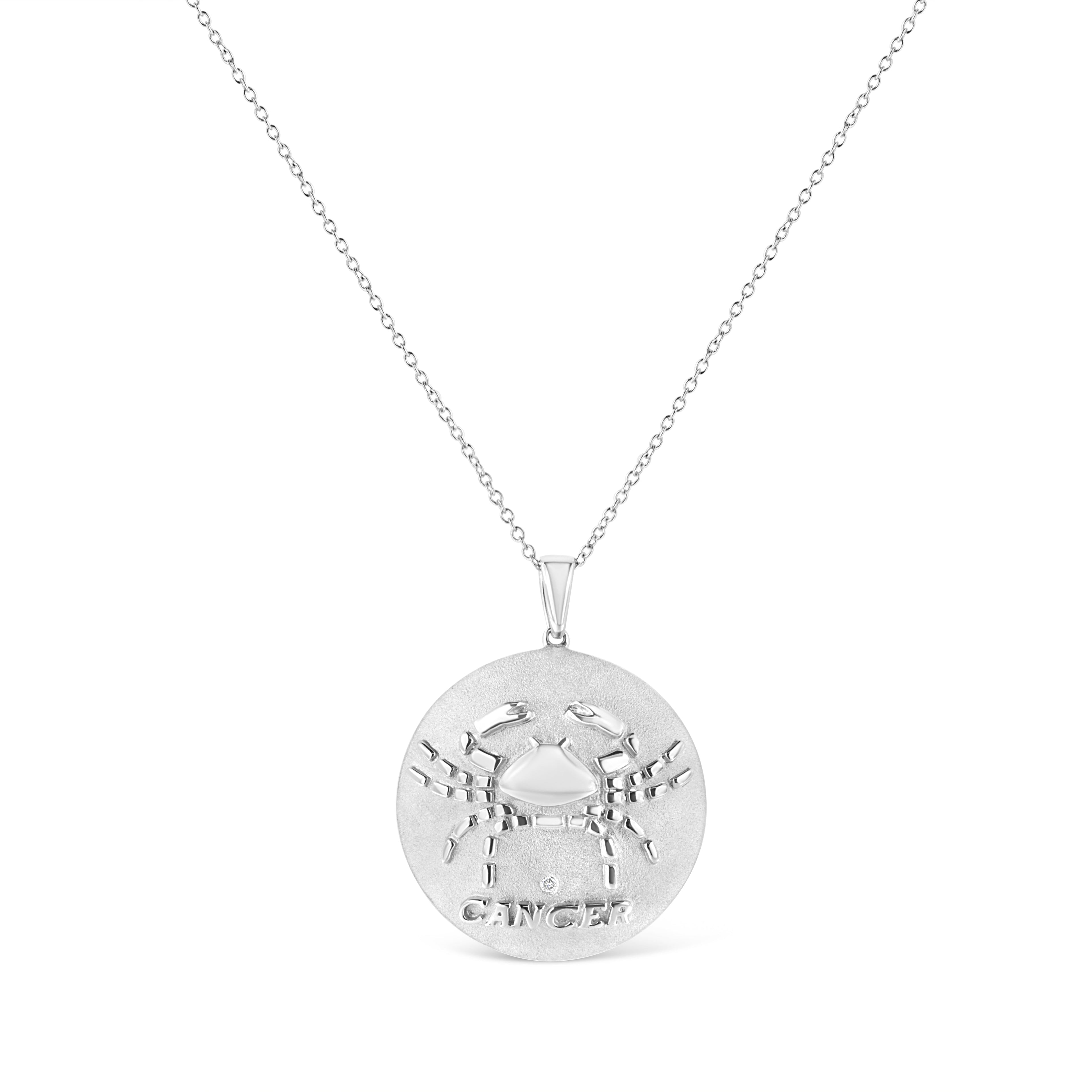 .925 Sterling Silver Diamond Accent Cancer Zodiac Design 18" Pendant Necklace Medallion (K-L Color, I1-I2 Clarity) (Copy)