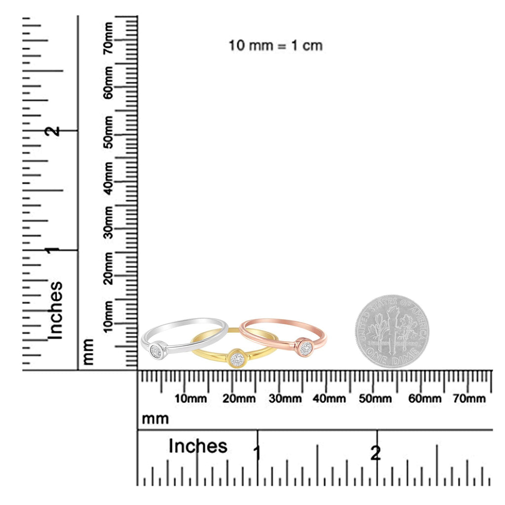 Tri-Color 14K Gold Plated .925 Sterling Silver 1/6 Cttw Round Miracle-Set Diamond Stacking Promise Ring Set (J-K Color, I1-I2 Clarity) (Copy)